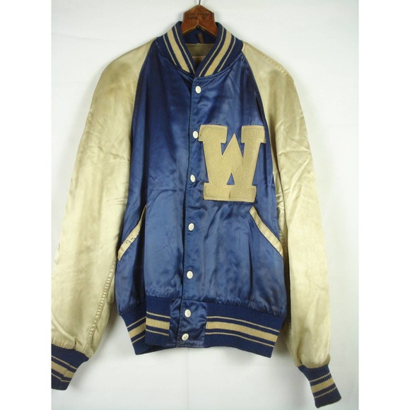 Vintage 40s 50s BUTWIN Varsity Letterman Satin Baseball Jacket Mens S Women M - Picture 2 of 6